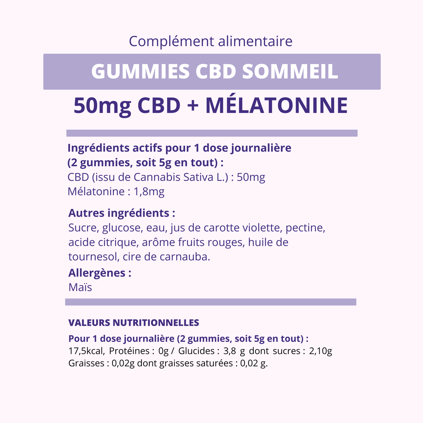 Boîte 90 Gummies CBD + Mélatonine (45 nuits)