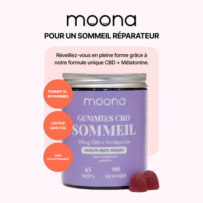 Boîte 90 Gummies CBD + Mélatonine (45 nuits)